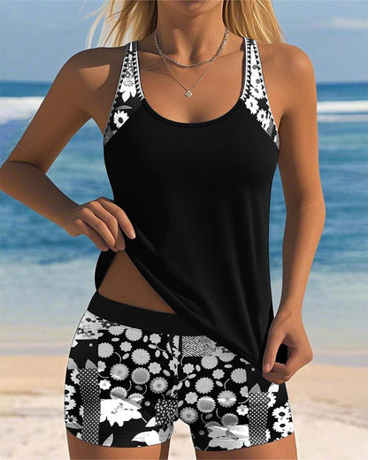 Tessa™ | Printed Boxer Tankini Swimsuit