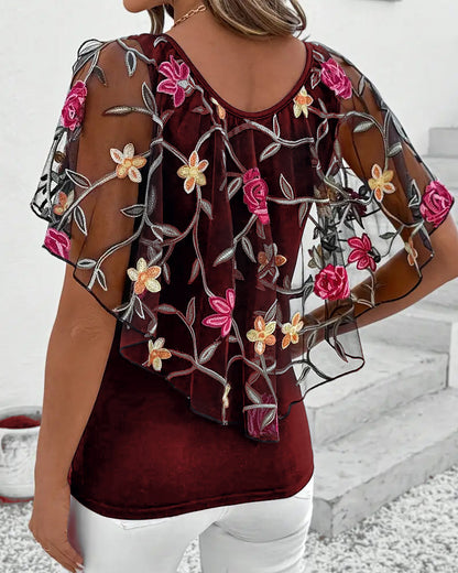 Abigail™ | Embroidered Mesh Blouse