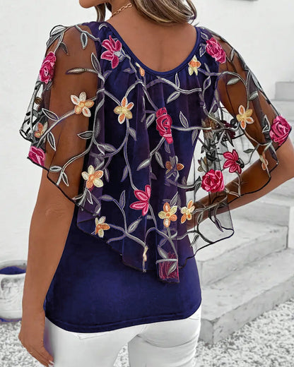 Abigail™ | Embroidered Mesh Blouse