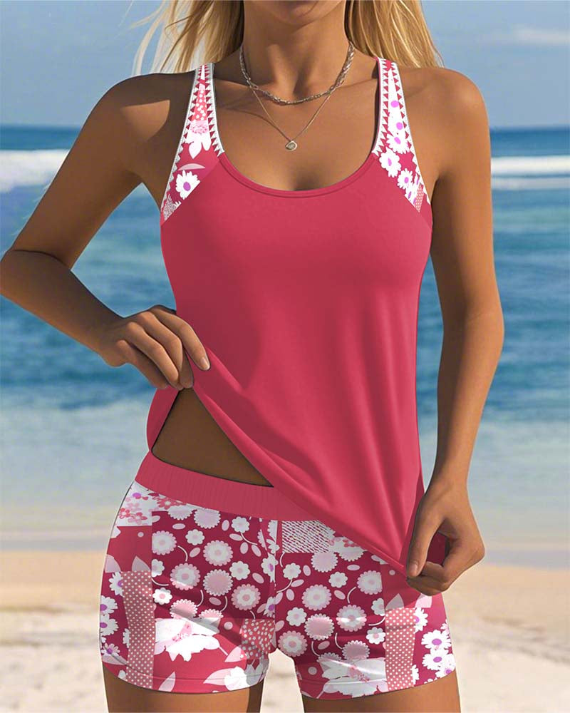 Tessa™ | Printed Boxer Tankini Swimsuit