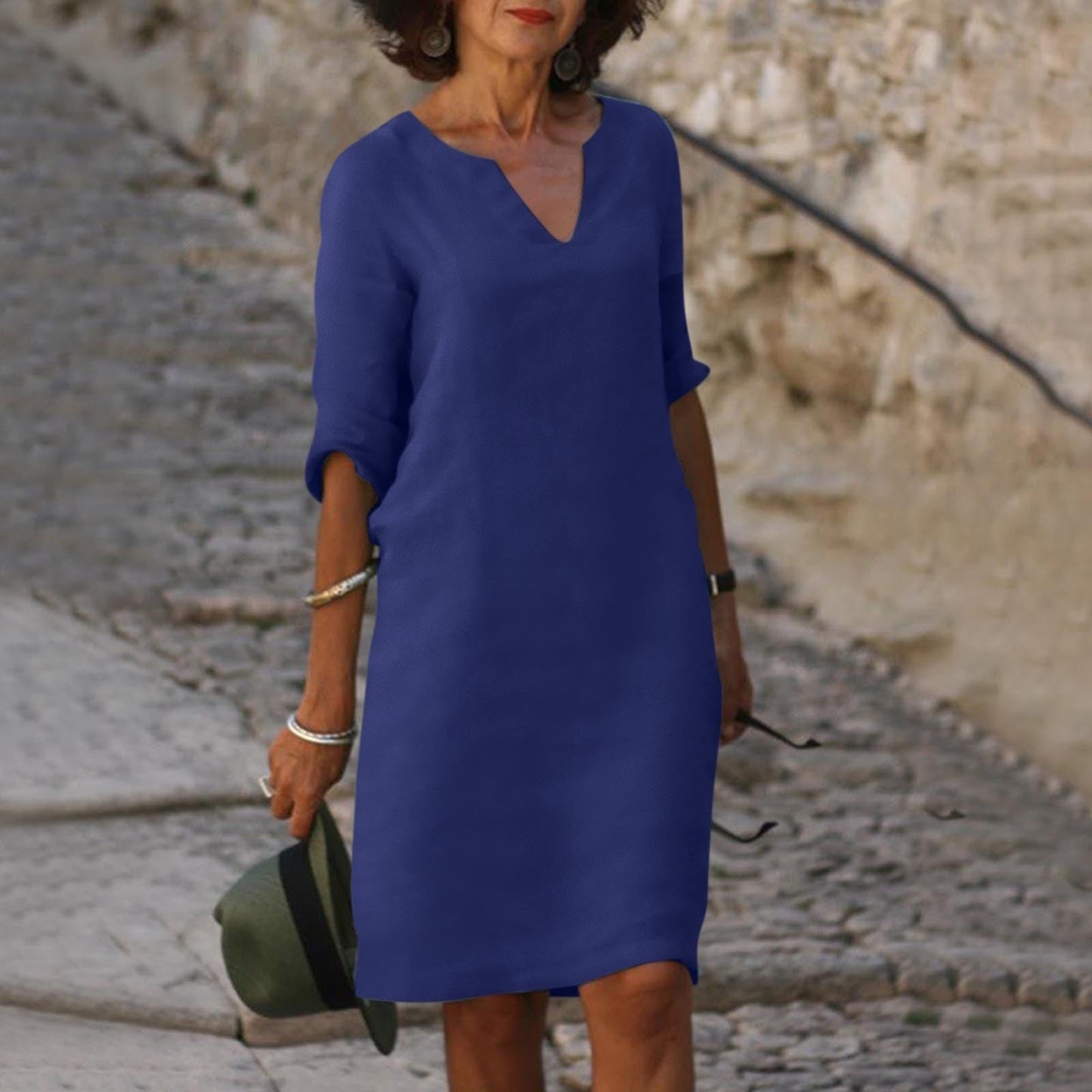 Olivia™ | Airy Linen V-Neck Dress That Moves With You
