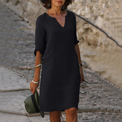 Olivia™ | Airy Linen V-Neck Dress That Moves With You